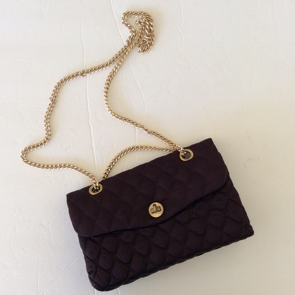VINTAGE LORD & TAYLOR QUILTED PLUM BAG WITH CHAIN STRAP - Picture 2 of 8